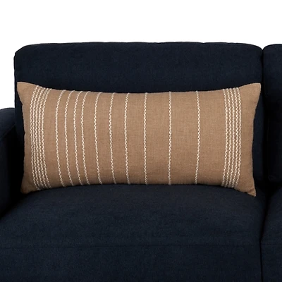 Taupe Linen Lines Lumbar Pillow