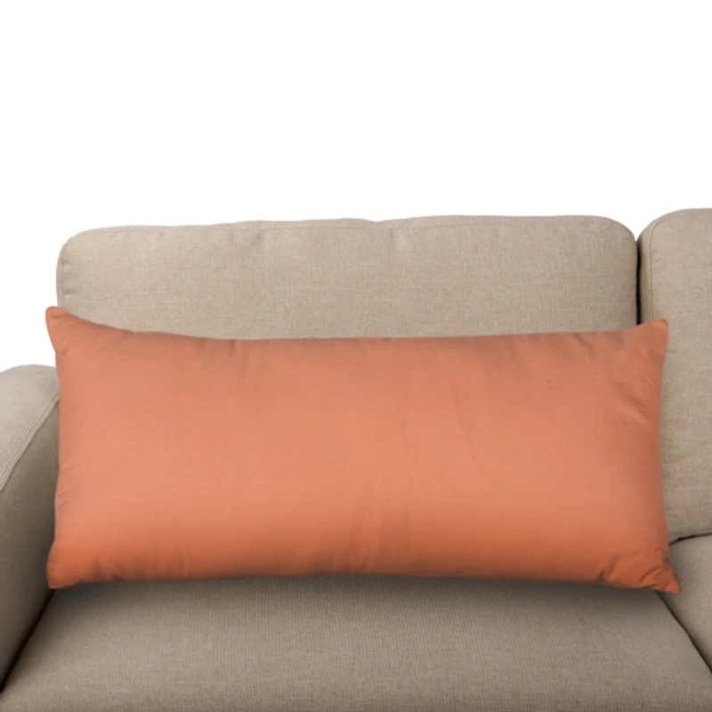 Terracotta Linen Lines Lumbar Pillow