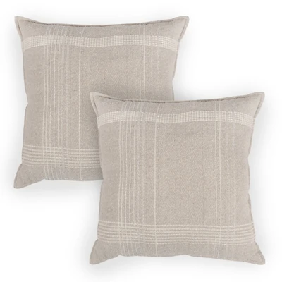 Gray Plaid Oversized Pillows, Set of 2