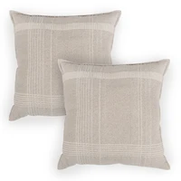 Gray Plaid Oversized Pillows, Set of 2