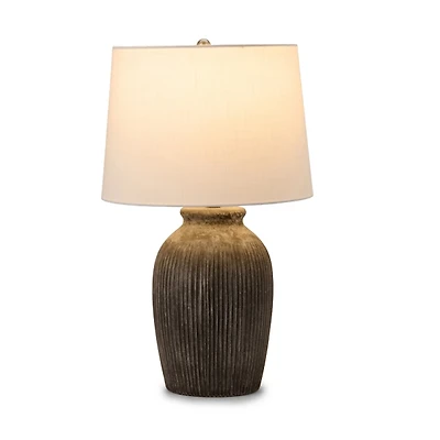 Distressed Black Ribbed Table Lamp