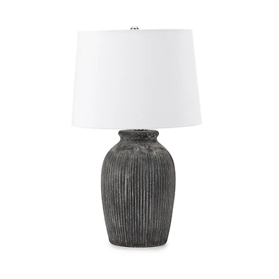 Distressed Black Ribbed Table Lamp