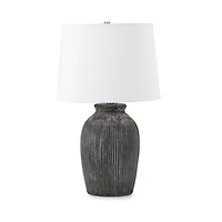Distressed Black Ribbed Table Lamp