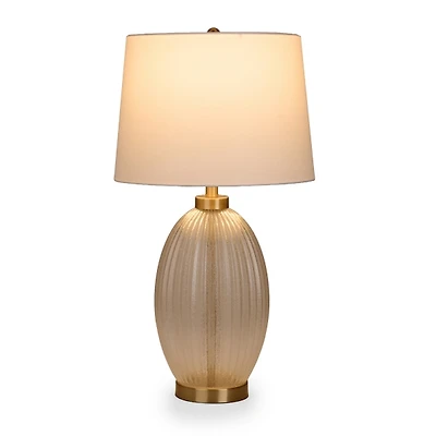 Clear Ribbed Seeded Glass Table Lamp
