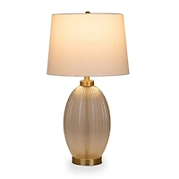 Clear Ribbed Seeded Glass Table Lamp