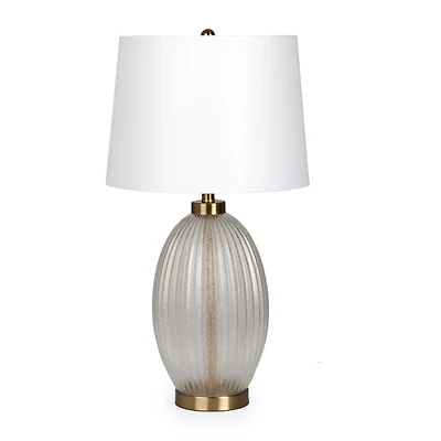 Clear Ribbed Seeded Glass Table Lamp