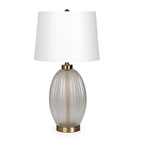 Clear Ribbed Seeded Glass Table Lamp