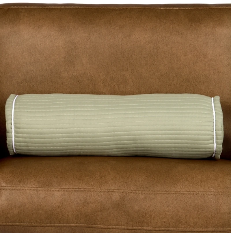 Sage Quilted Bolster Pillow