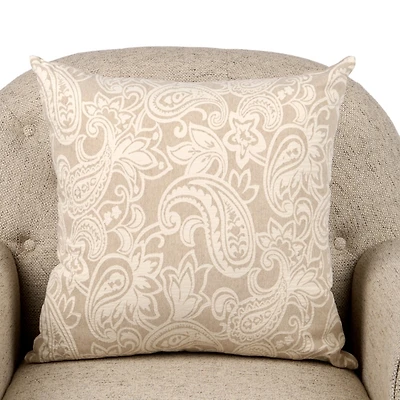Taupe Paisley Jacquard Pillow