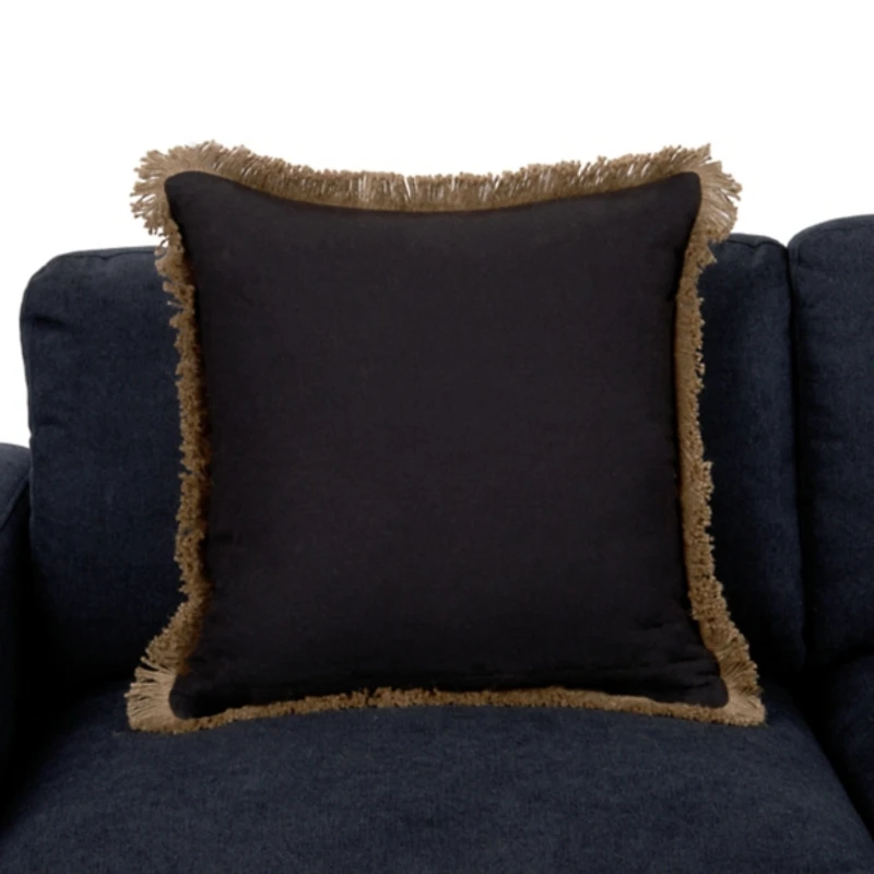 Dale Black Jute Fringe Pillow