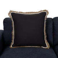 Dale Black Jute Fringe Pillow