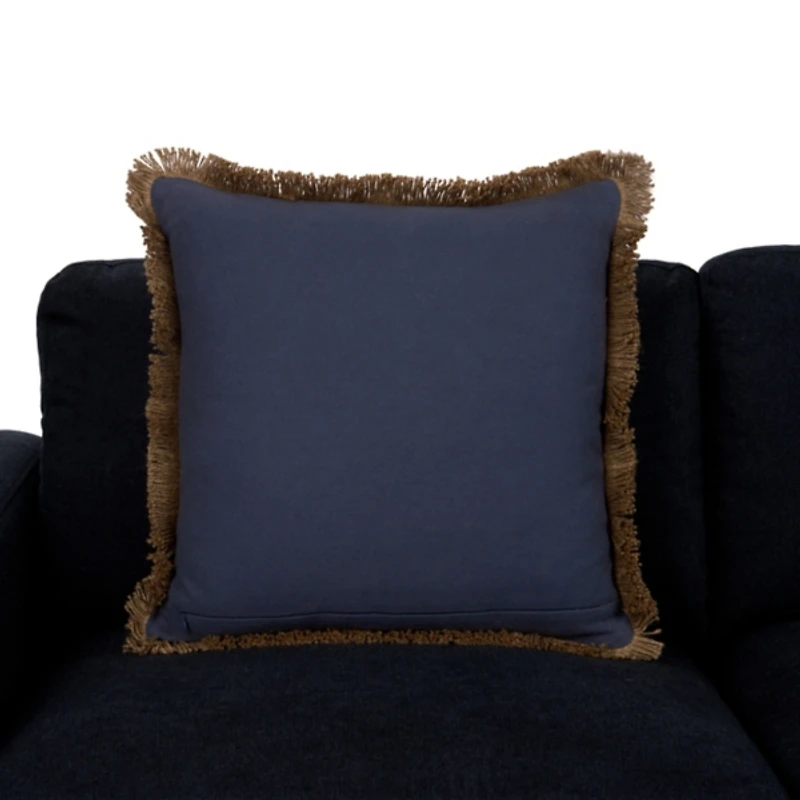Dale Cornflower Jute Fringe Pillow