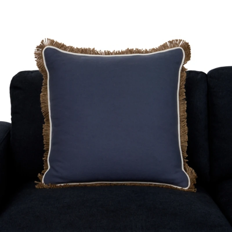 Dale Cornflower Jute Fringe Pillow