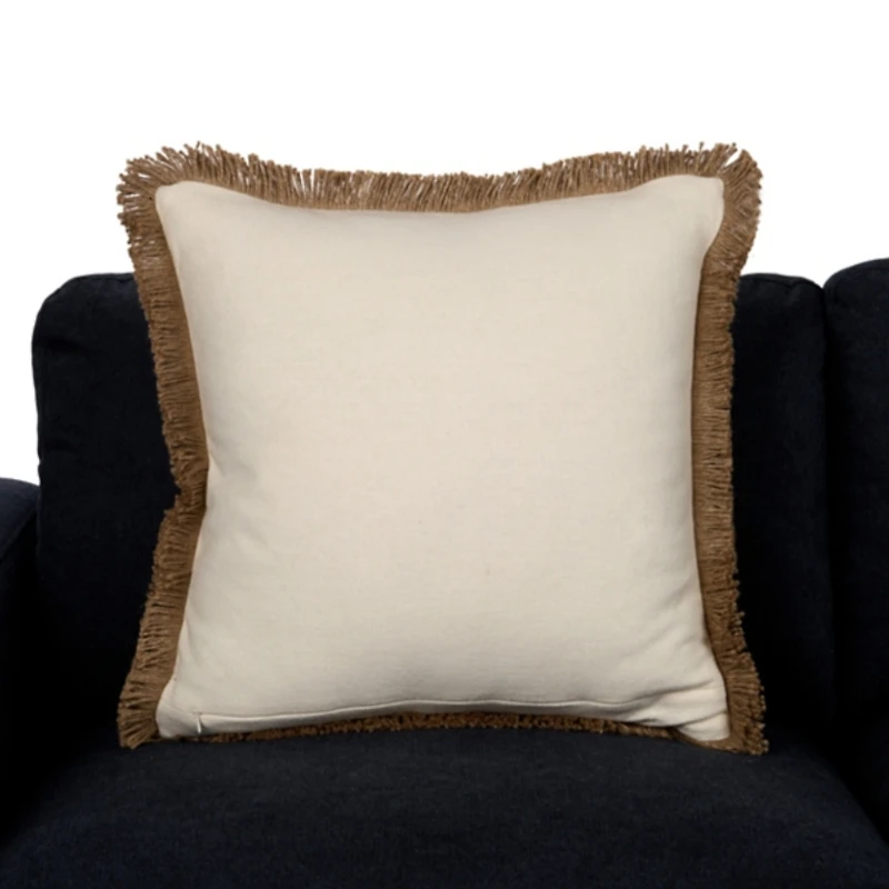 Dale Ivory Jute Fringe Pillow