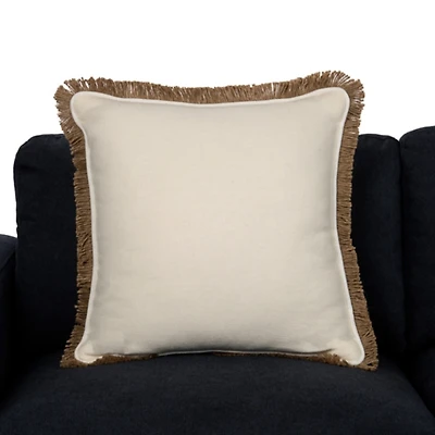 Dale Ivory Jute Fringe Pillow