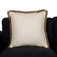 Dale Ivory Jute Fringe Pillow