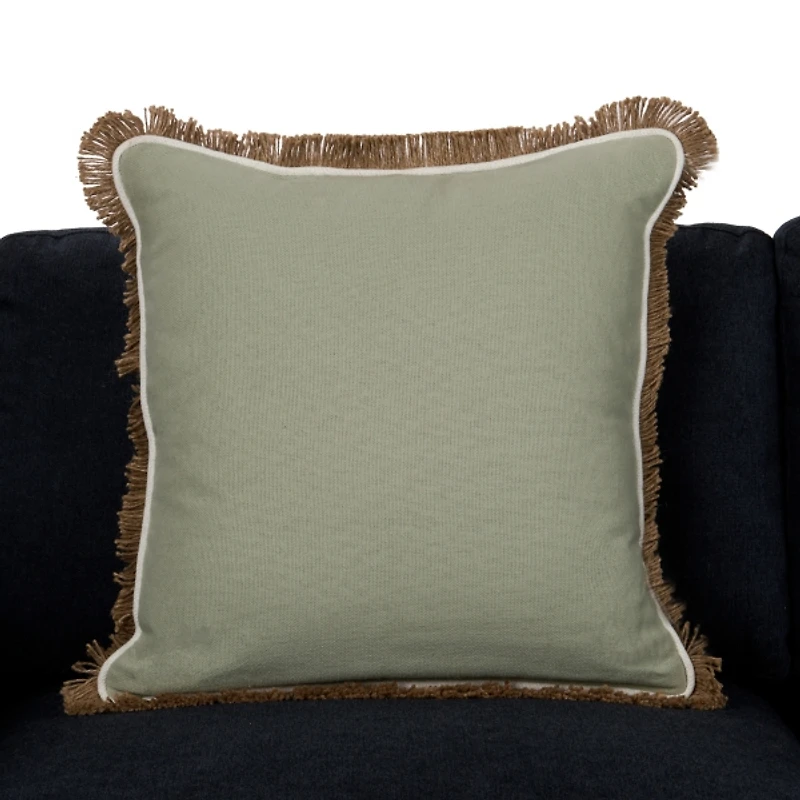 Dale Sage Jute Fringe Pillow
