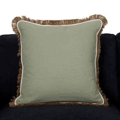 Dale Sage Jute Fringe Pillow