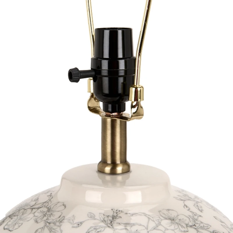 White Painted Flowers Ceramic Table Lamp