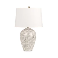 White Painted Flowers Ceramic Table Lamp
