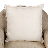 Taupe Velvet Embroidered Floral Border Pillow