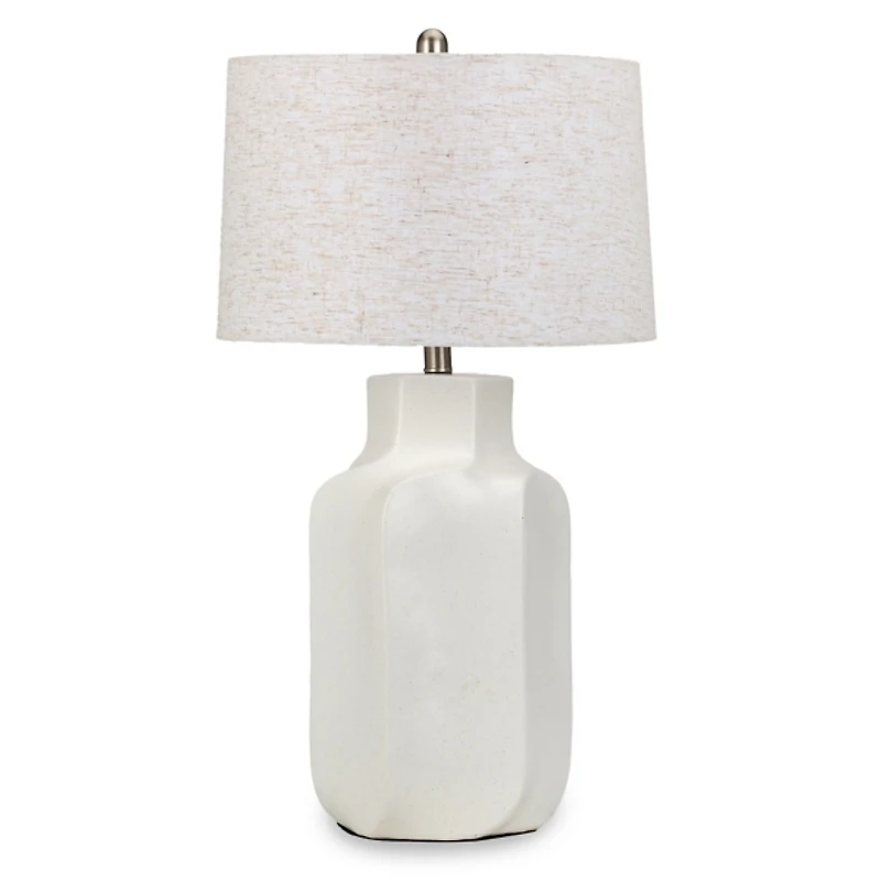 White Sculpted Ceramic Table Lamp