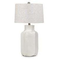 White Sculpted Ceramic Table Lamp