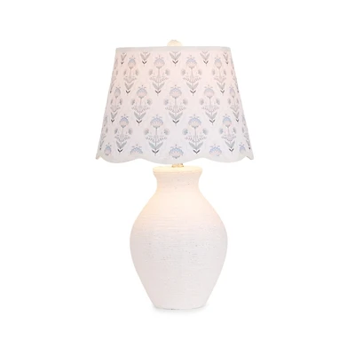 White Rope Scalloped Shade Table Lamp