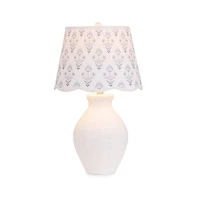 White Rope Scalloped Shade Table Lamp