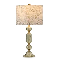 Green Glass Floral Shade Table Lamp