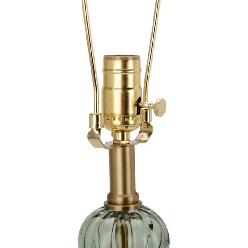 Green Glass Floral Shade Table Lamp