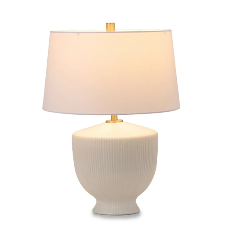 Lily White Ribbed Ceramic Table Lamp