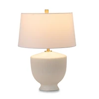 Lily White Ribbed Ceramic Table Lamp