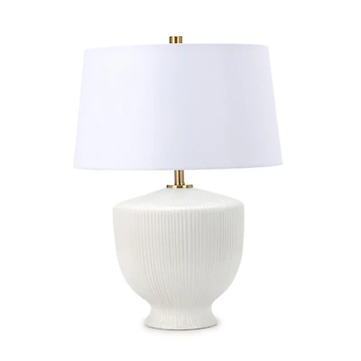 Lily White Ribbed Ceramic Table Lamp