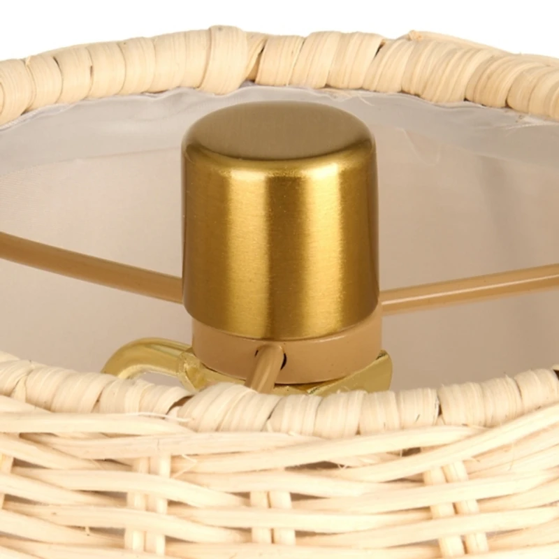 White Geometric Rattan Shade Table Lamp