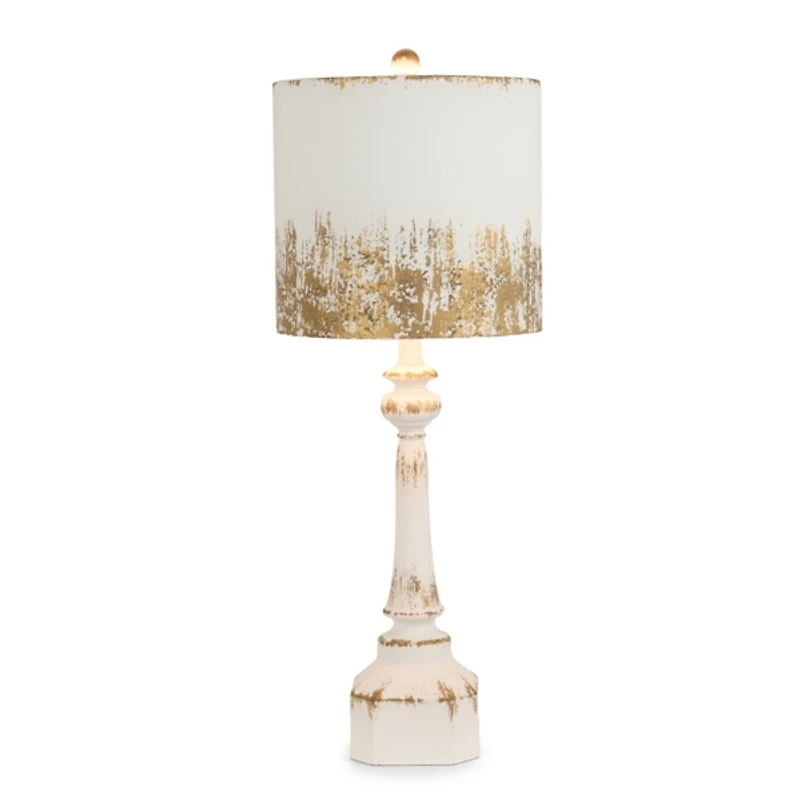 Cream and Gold Distressed Table Lamp