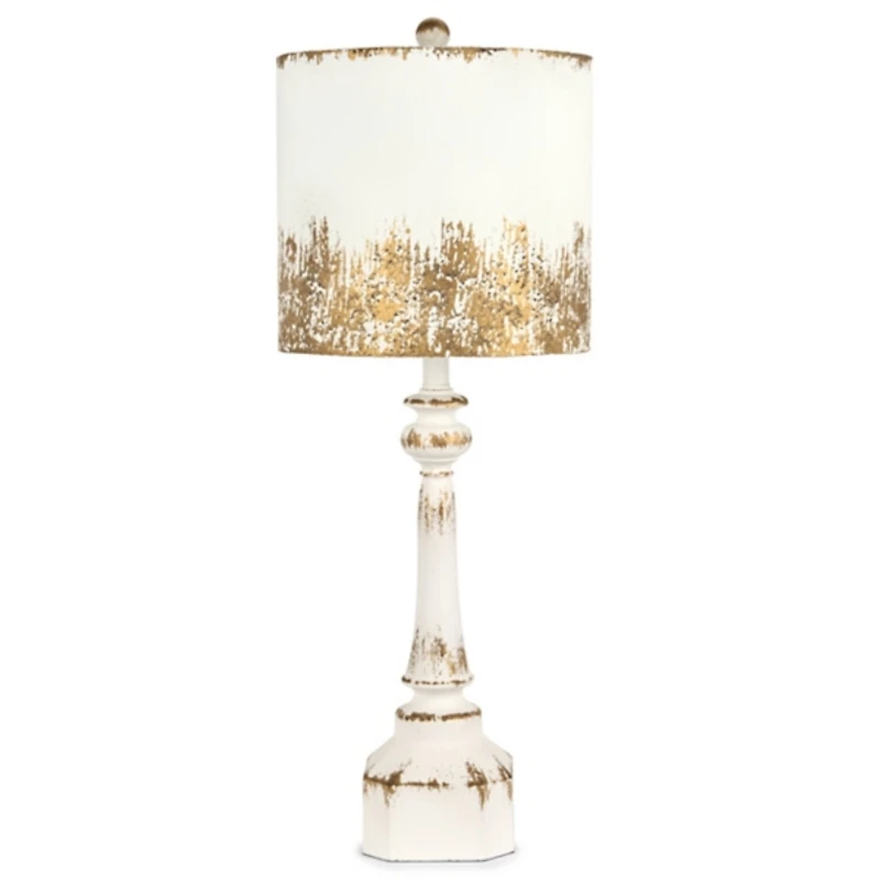 Cream and Gold Distressed Table Lamp