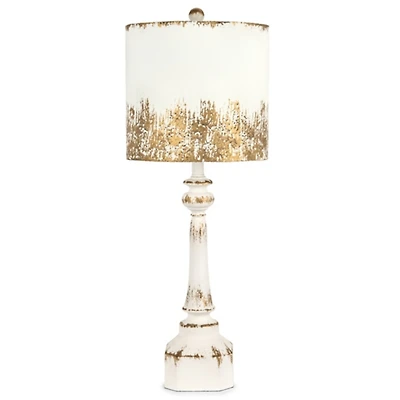 Cream and Gold Distressed Table Lamp