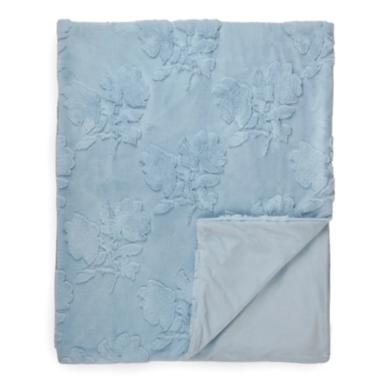 Blue Dimensional Flowers Throw