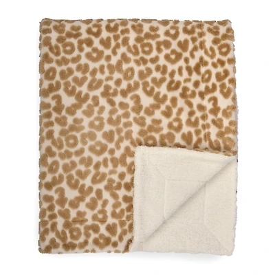 Taupe Leopard Fleece Throw