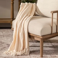 Ivory Tonal Ribbed Chenille Throw