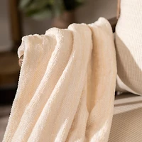 Ivory Tonal Ribbed Chenille Throw