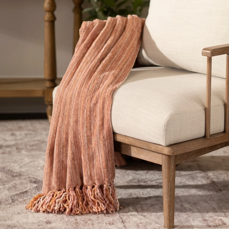 Blush Tonal Ribbed Chenille Throw