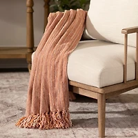 Blush Tonal Ribbed Chenille Throw