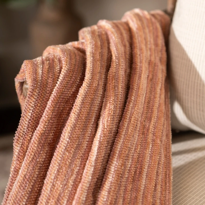 Blush Tonal Ribbed Chenille Throw
