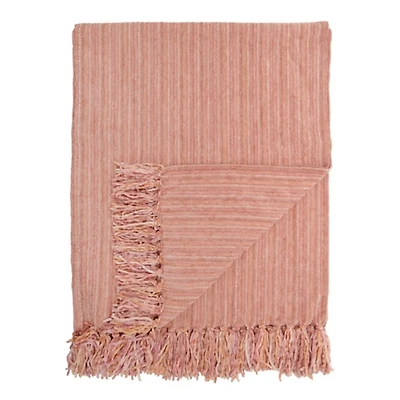 Blush Tonal Ribbed Chenille Throw