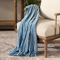 Blue Tonal Ribbed Chenille Throw