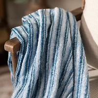 Blue Tonal Ribbed Chenille Throw