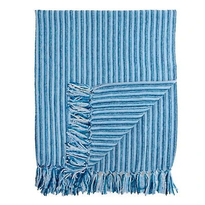 Blue Tonal Ribbed Chenille Throw