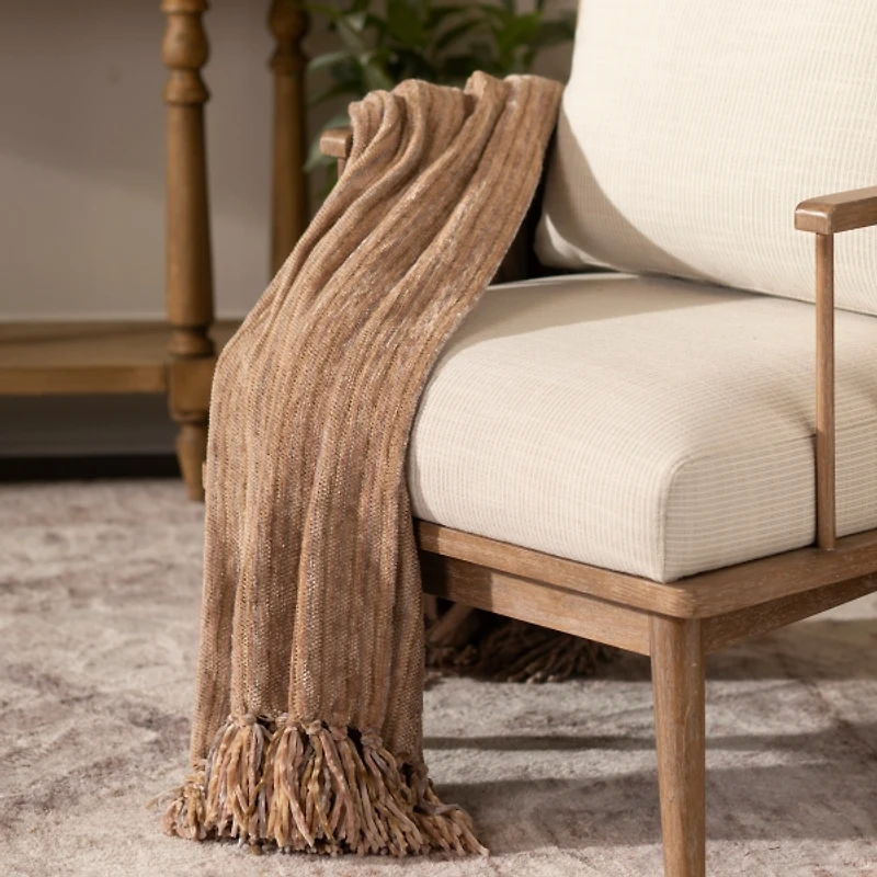 Taupe Tonal Ribbed Chenille Throw